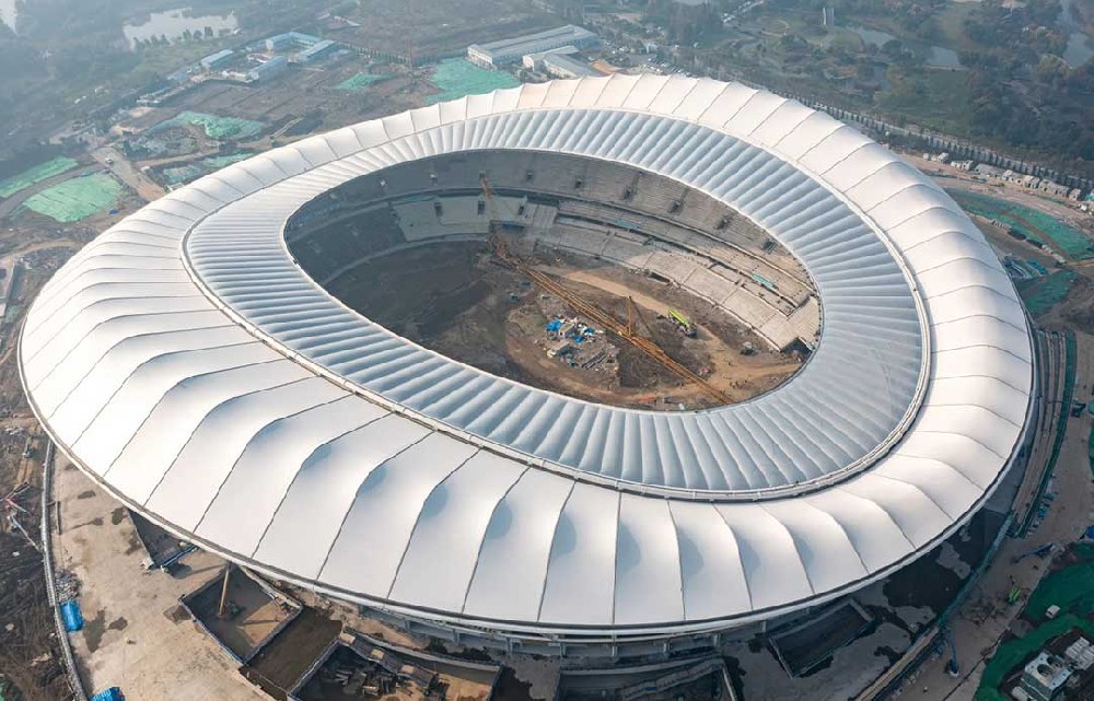 【無錫奧體中心】“羽翼”全舒展，水色天光下的白鷺“振翅高飛”